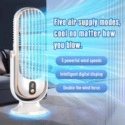Portable USB Cooling Fan with 5 Speeds Digital Display Rechargeable Mini Desktop Fan for Home Office Travel Outdoor