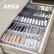 3-Piece Closet Organizer Set with 11 Grid Dividers and Storage Boxes for Clothes Socks and Scarves