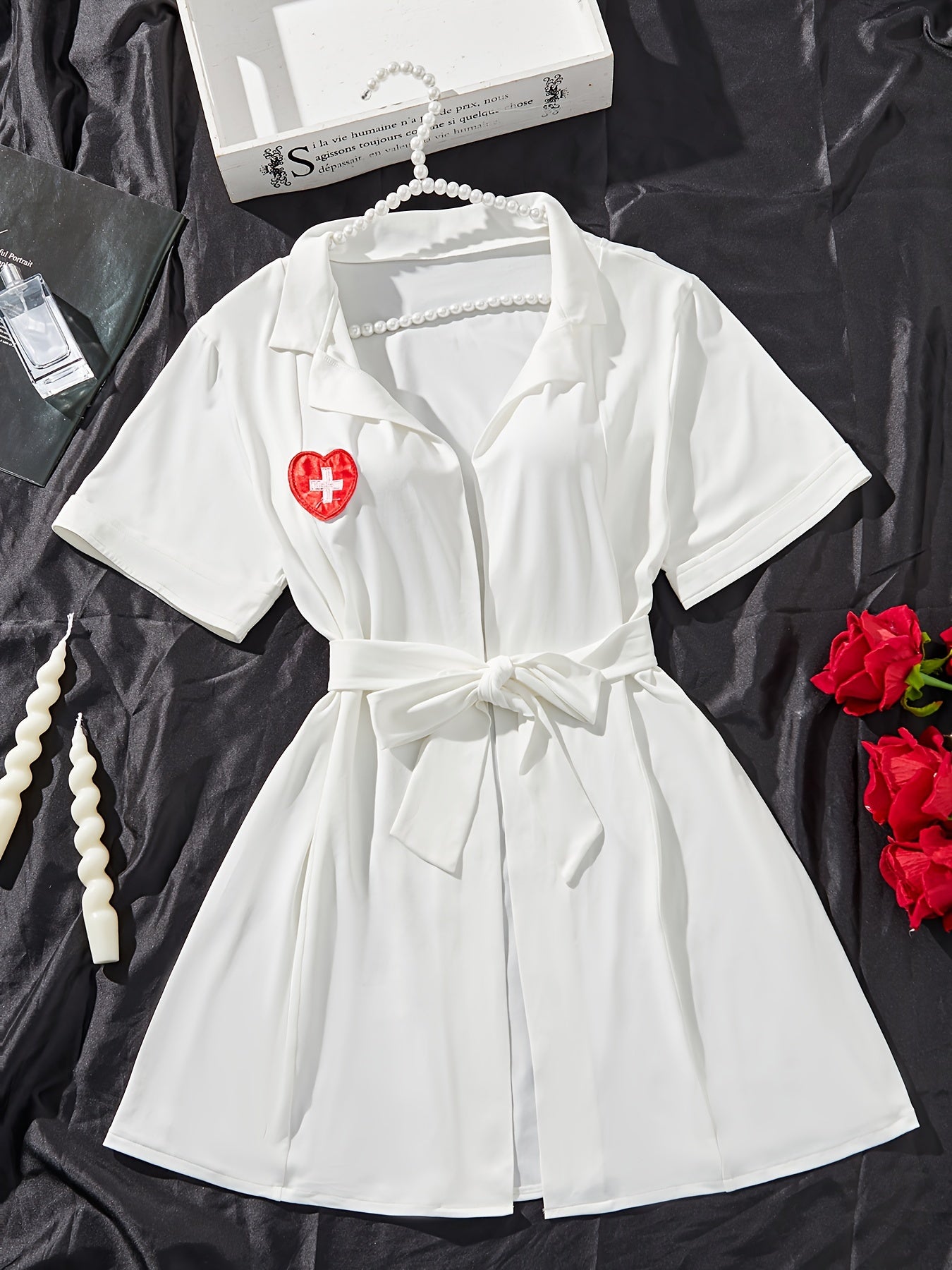 Women's Sexy Nurse Cosplay Costume with Red Dress and Hat