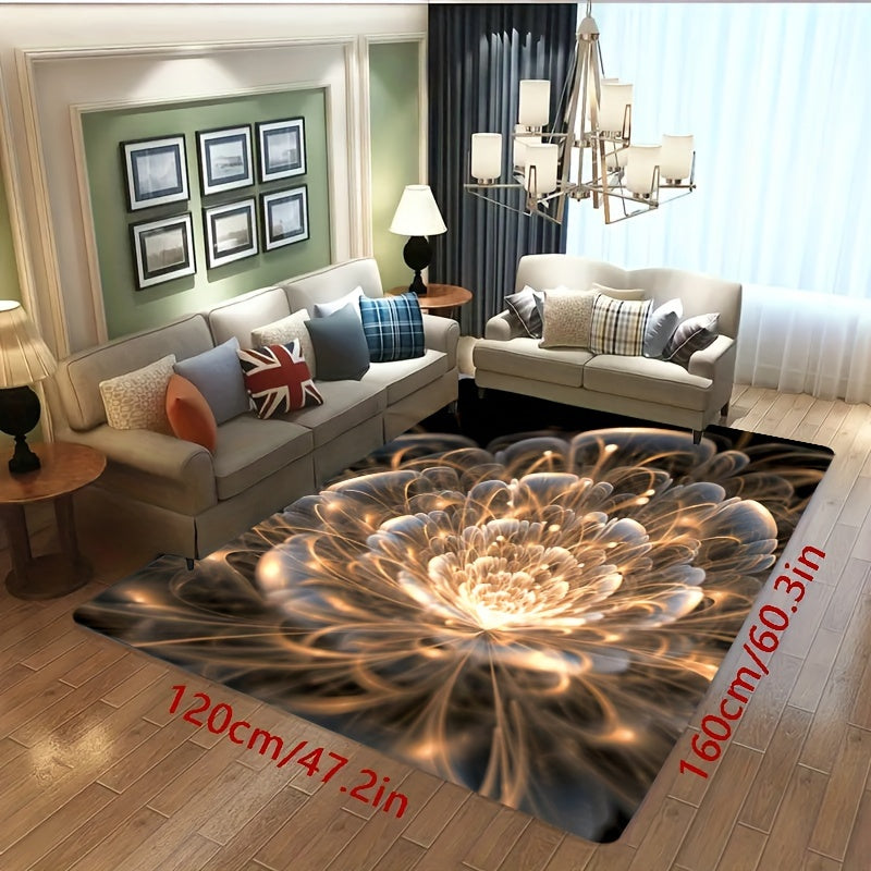 3D Printed Floral Flannel Rug Non-Slip Easy to Clean for Kitchen Living Room Bedroom Indoor Decor