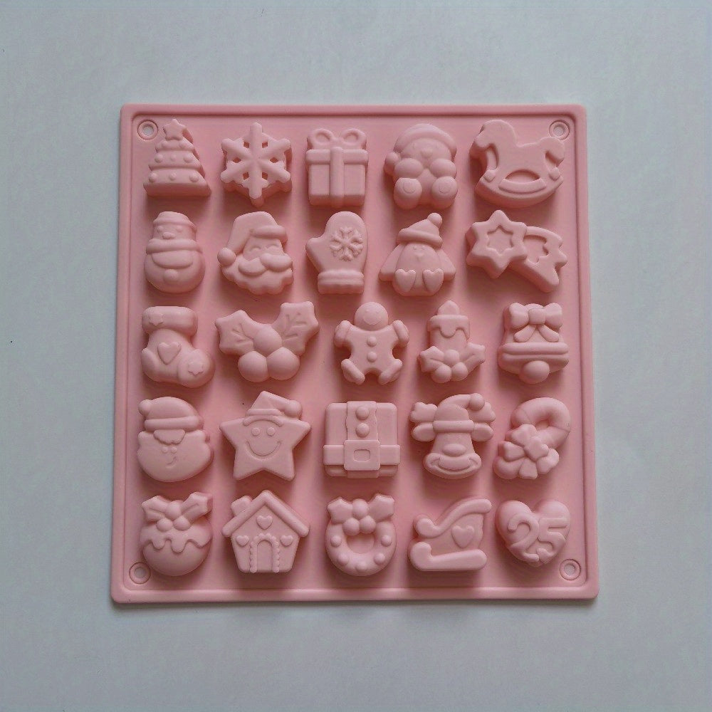 Christmas Chocolate Mold 25 Cavities 3D Silicone Candy and Fondant Baking Tool
