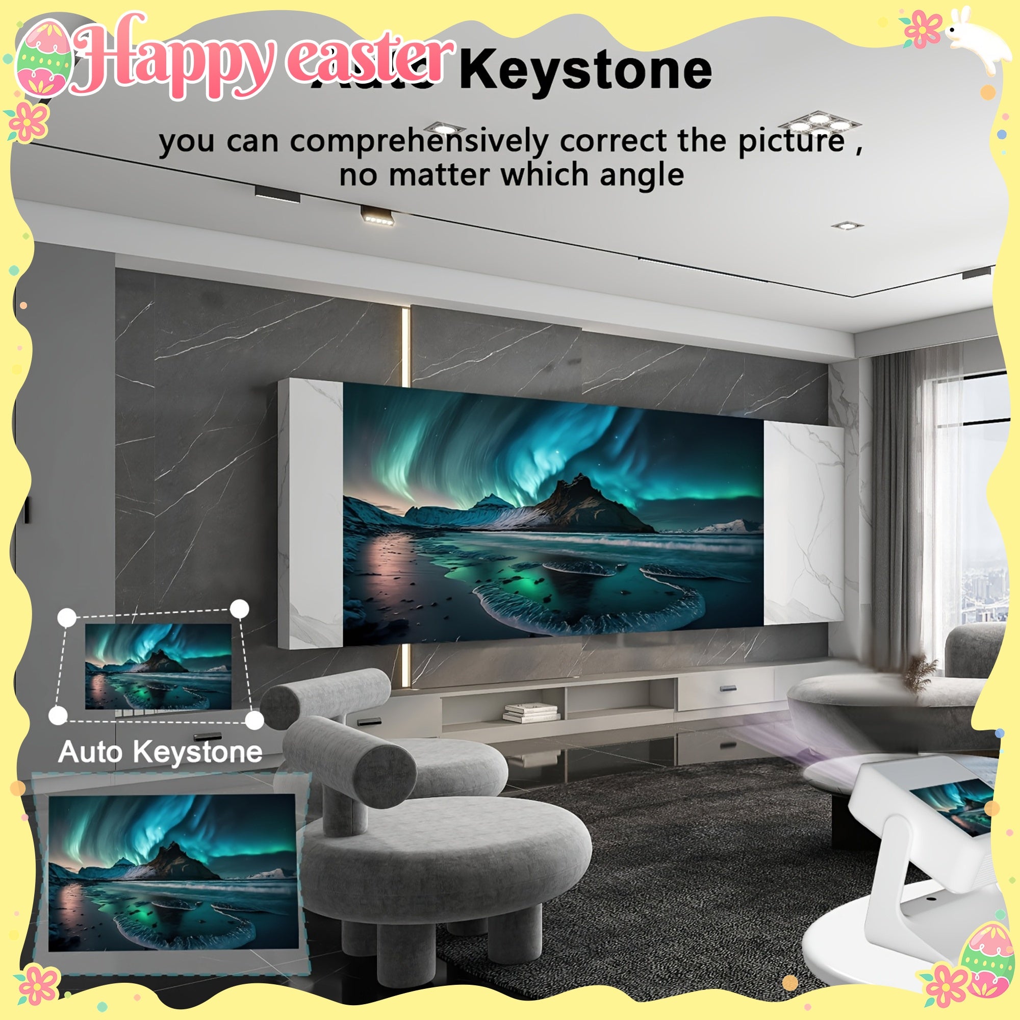 Portable Dual-Screen 1080P 4K Supported Projector with Wi-Fi 6 For Home Theater