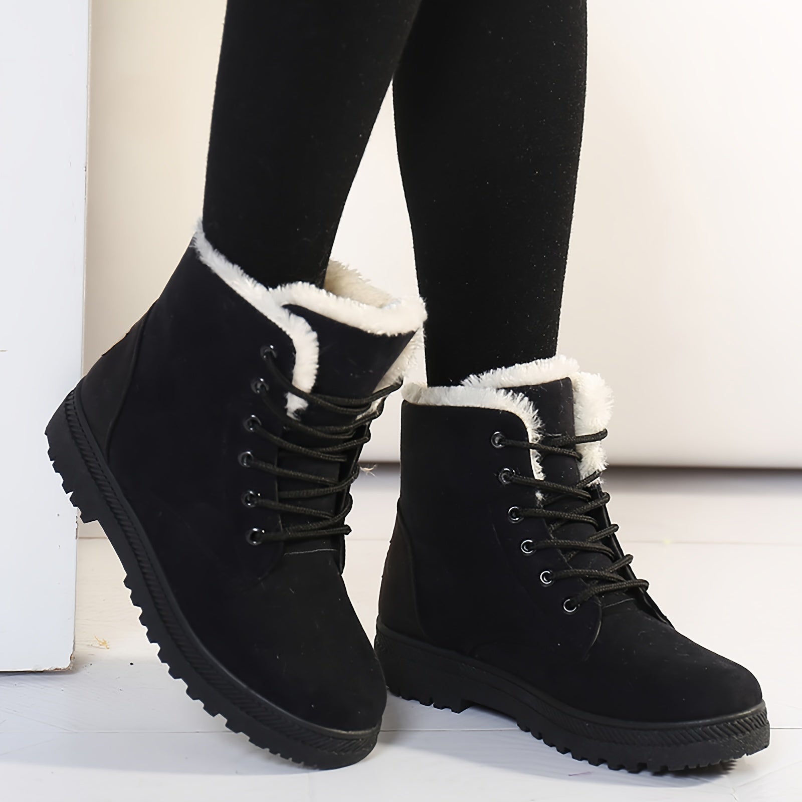 Women's Snow Boots Platform Lace Up Winter Short Boots