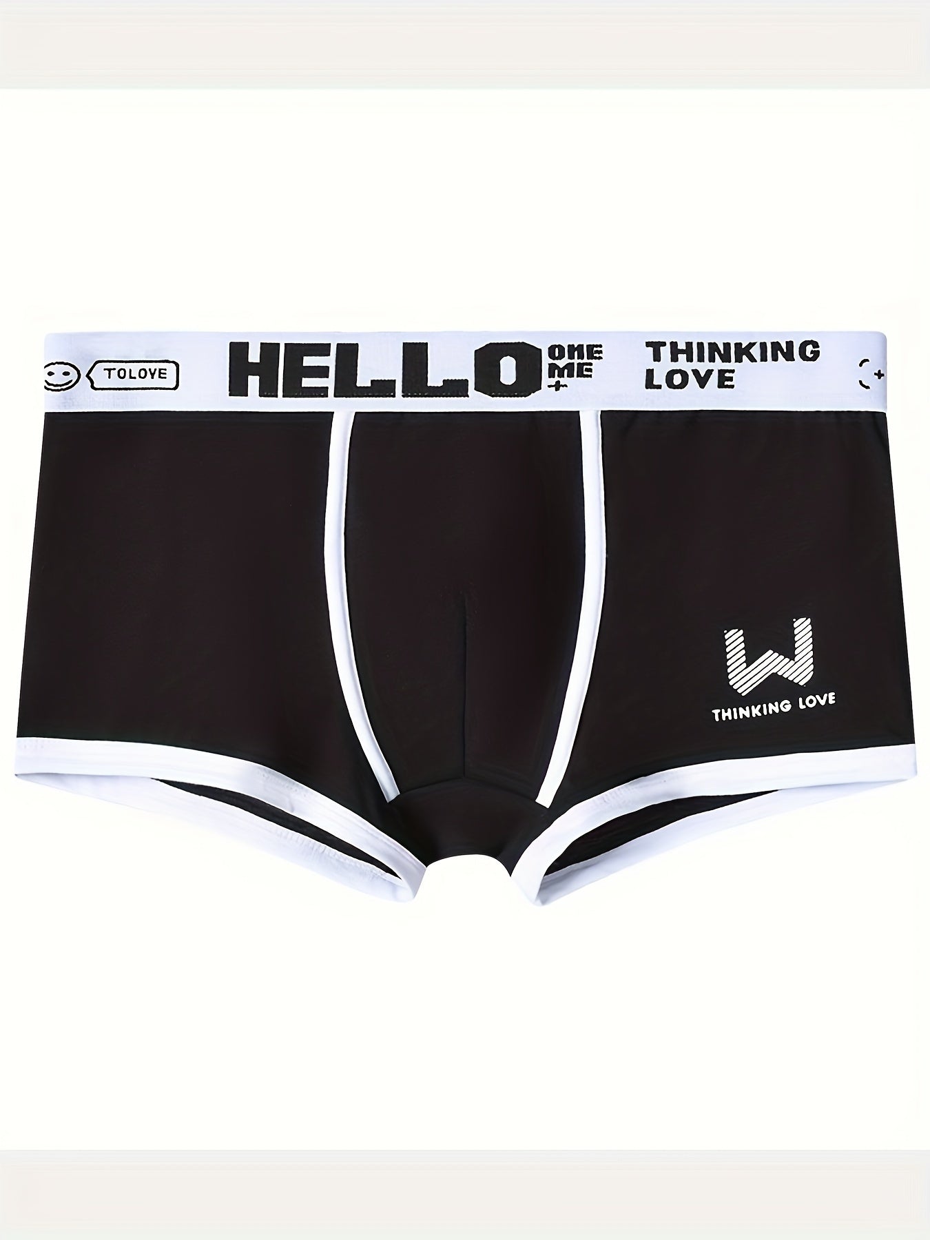 Men's Cotton Boxer Briefs Pack of 6 Alphabet Pattern Medium Stretch Knit Comfortable Underwear