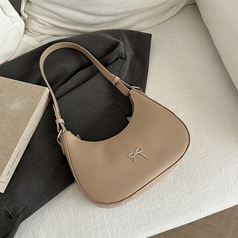 Korean Style Crescent Shoulder Bag PU Leather Fashionable Underarm Bag for Women