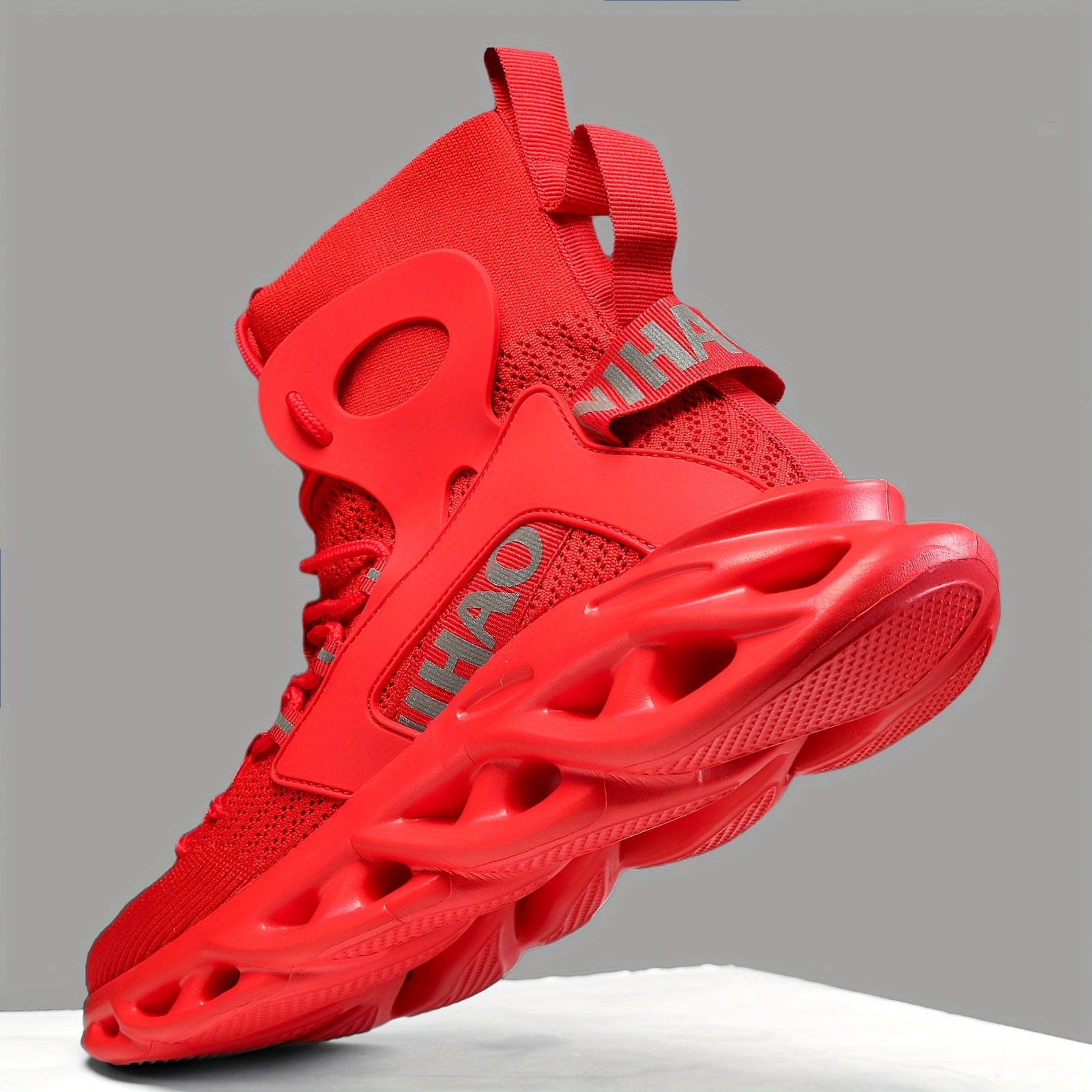 Men's Knitted High-Top Sneakers for Running Tennis and Gym Spring Summer