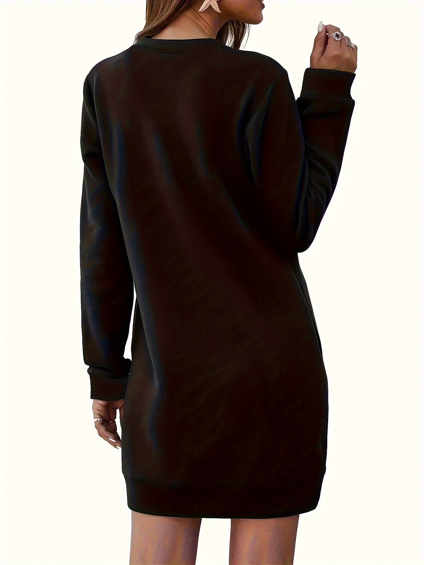 Ayollar uchun katta o'lchamdagi sweatshirt polyester, kundalik, pulover, dumaloq bo'yin, bir xil rang, kuz-qish