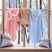 Hooded Bath Towel for Kids Super Absorbent Soft Polyester Animal Pattern 80cm
