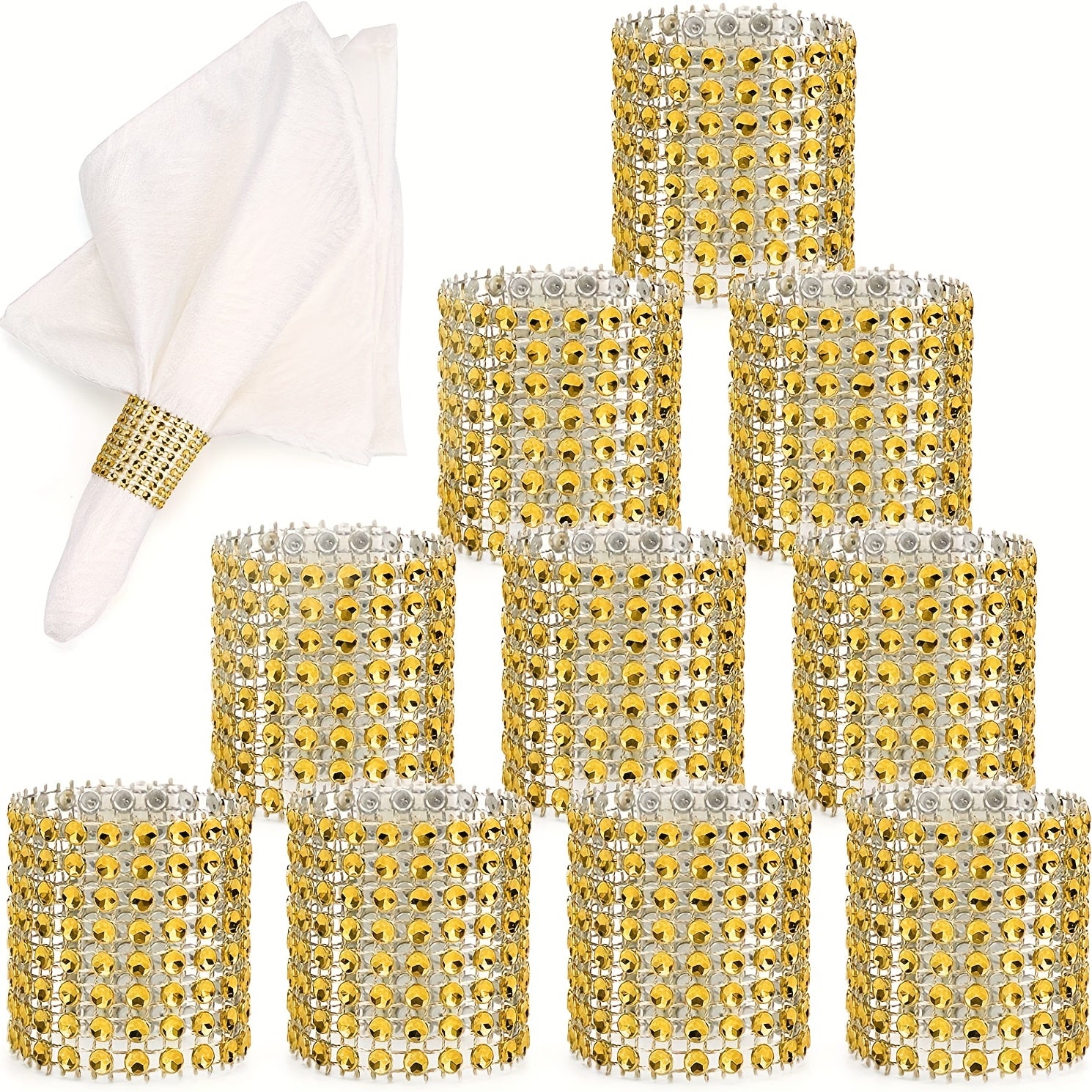 Golden Plastic Napkin Rings for Weddings Dinners Parties Table Decorations