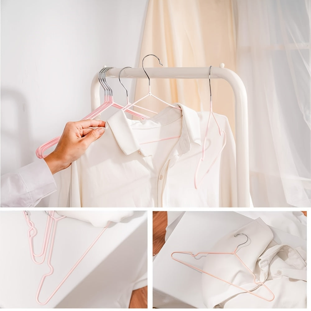 Set of 10 Metal Clothes Hangers Non-Slip Space-Saving Laundry Closet Organizers