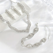 White Jewelry Set with Necklace Earrings and Bracelet for Weddings