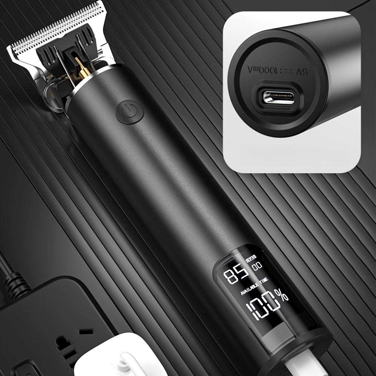 Электрическая машинка для стрижки волос для мужчин, 3 скорости, USB-зарядка, умедленный дисплей для волос и бороды