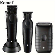 Electric Hair Clipper Set for Men Black Rechargeable Trimmer Styling Tools