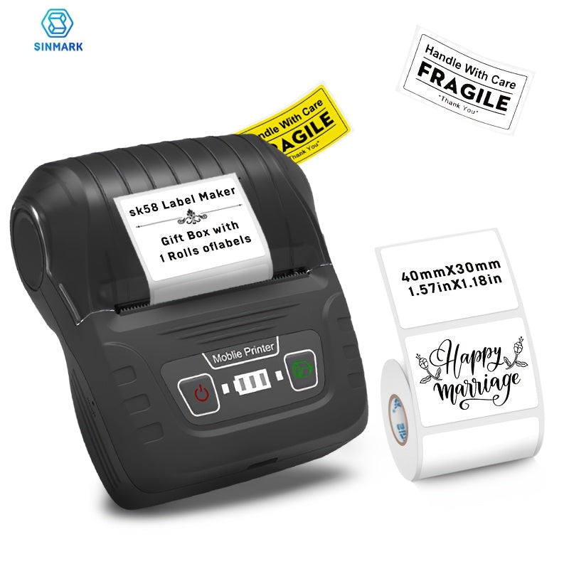 Portable Thermal Label Maker Printer with Rechargeable Battery and Wireless Connectivity