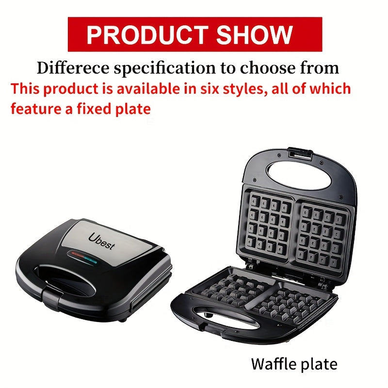 750W stainless steel multi-function maker with pilot light cold touch handle non-stick plate for toast waffles