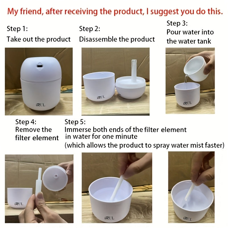 Portable USB Aromatherapy Humidifier with Color Light for Desktop and Car