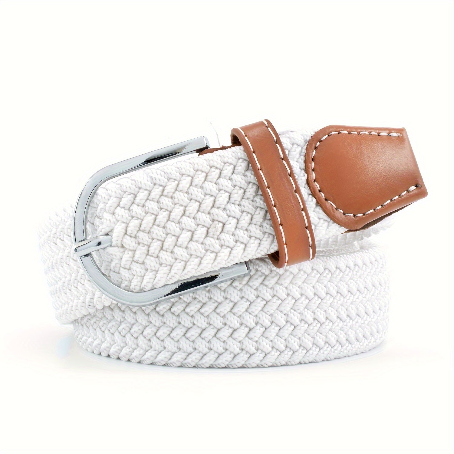 Unisex Canvas Belt with Braided Waistband and Pin Buckle for Casual Jeans