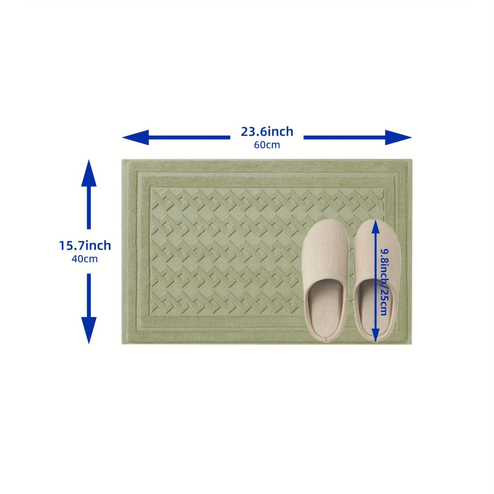 Non-Slip Bath Mat Absorbent Square Rug with Striped or Solid Colors for Bathroom Safety