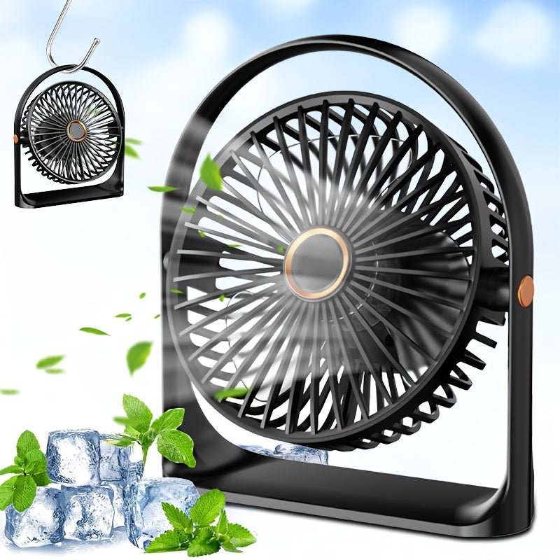 Portable USB Rechargeable Fan 1200mAh Battery 5-Speed Table Fan for Home Office Outdoor