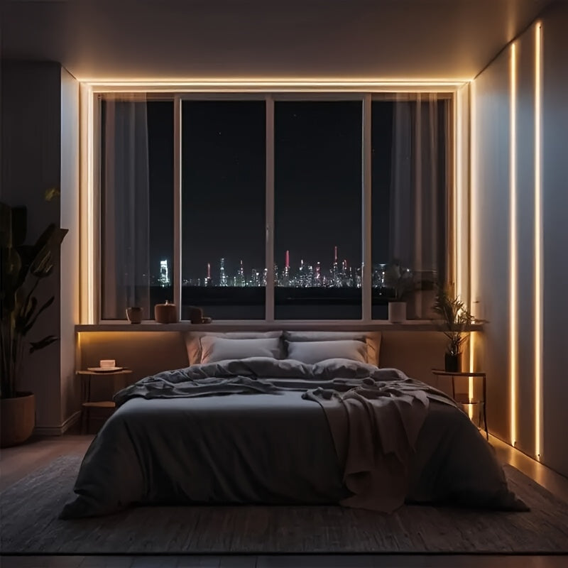 Светодиодная неоновая лента теплого белого цвета с питанием от USB, 200 см гибкого освещения с управлением кнопкой для различных пространств, не требует батареек или пульта.