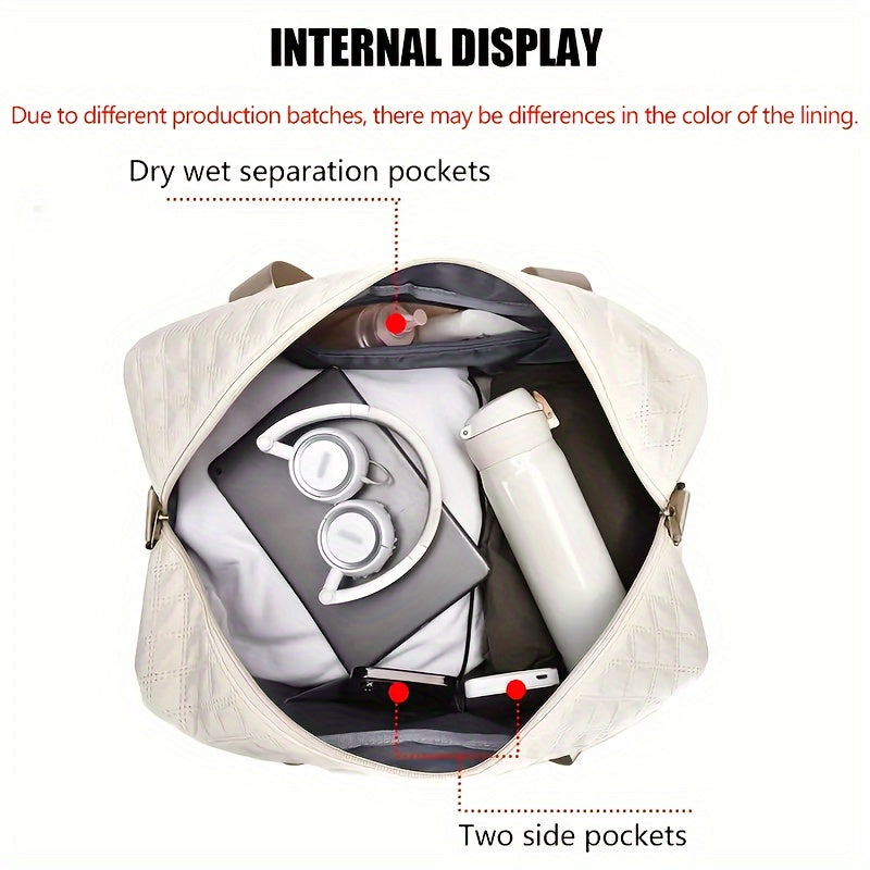 Large Nylon Duffel Bag with Multiple Compartments for Travel and Gym