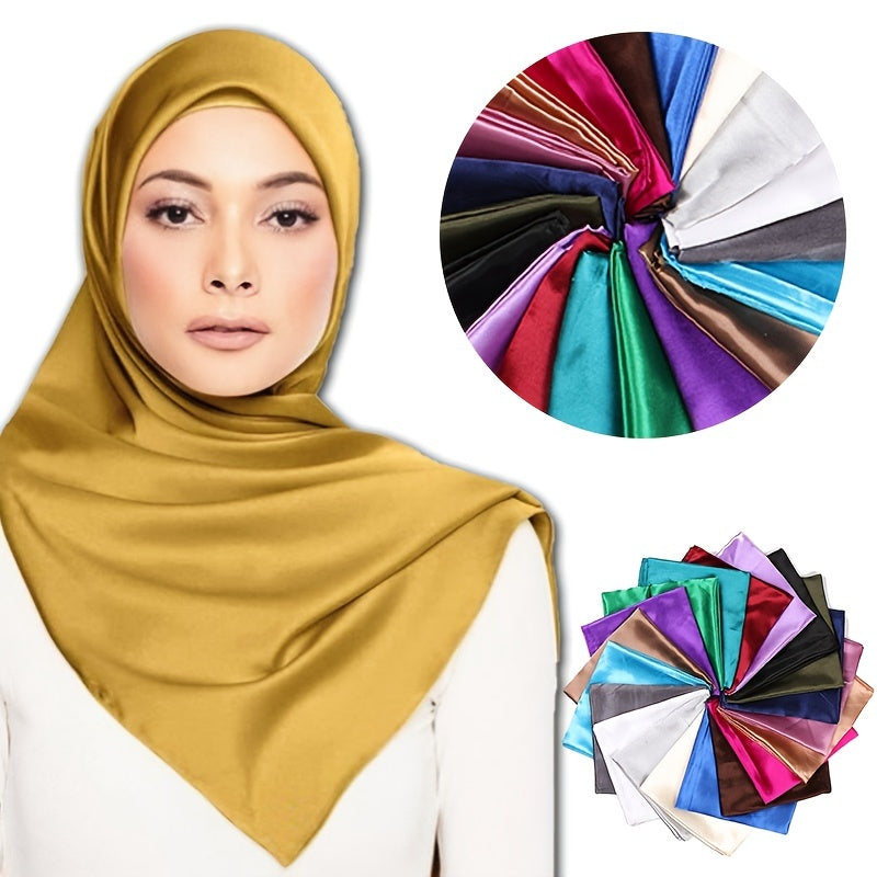 Women's Large Satin Square Scarf Imitation Silk Hair Wrap Gift Elegant Polyester
