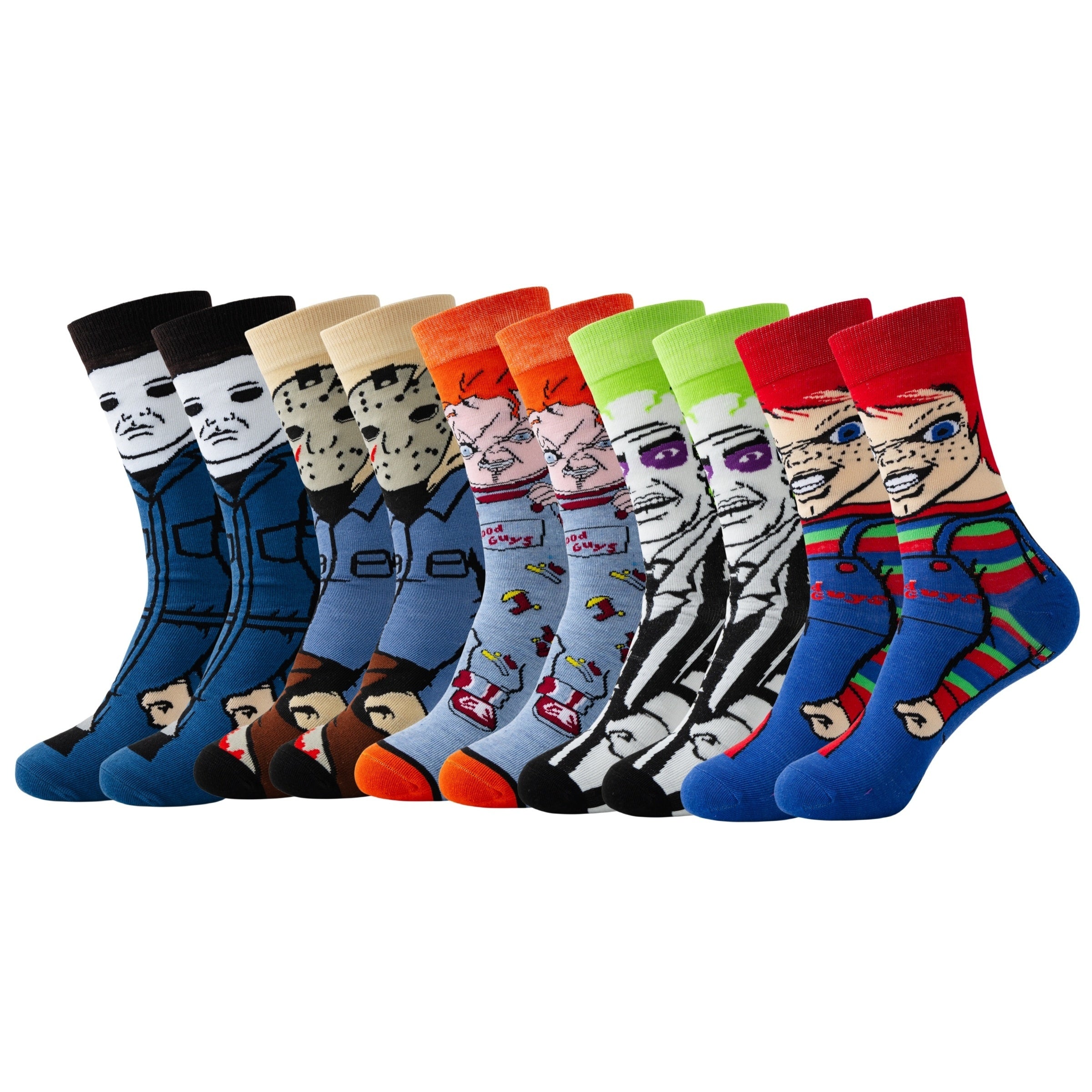 Men's Cartoon Crew Socks 97.8% Polyester 2.2% Spandex Breathable Knit Casual Outdoor