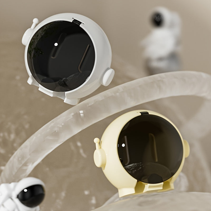 Astronaut-Themed Toothbrush Holder for Electric and Manual Toothbrushes No-Drill Hanging Organizer Space-Saving Design