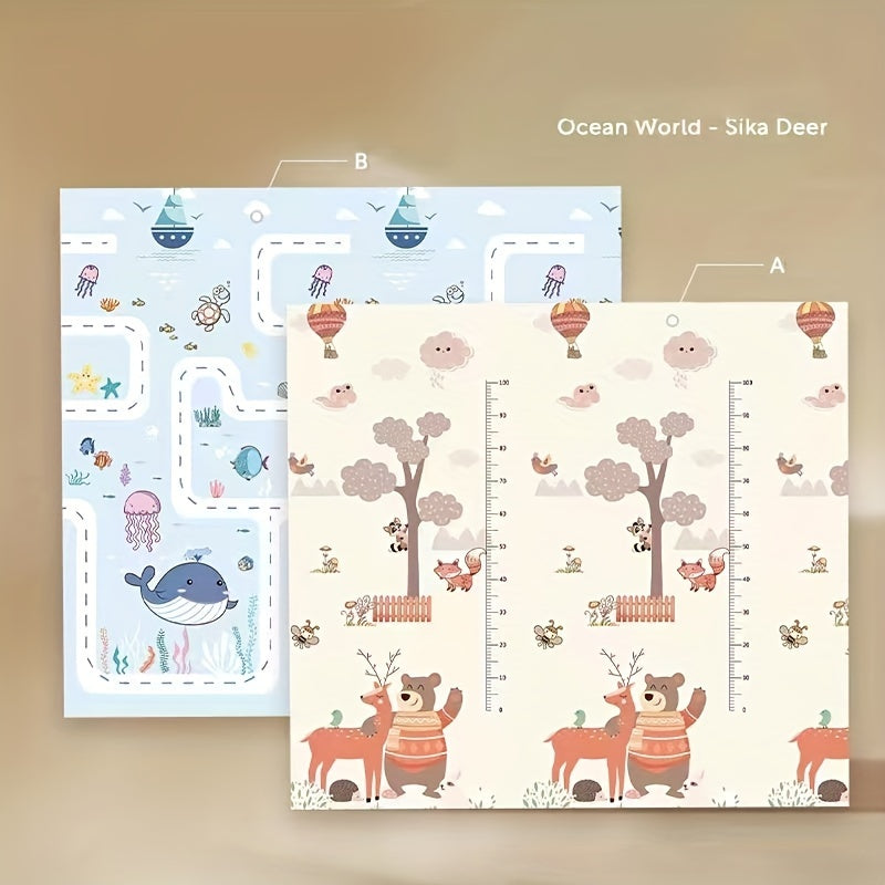 Cartoon Play Mat for Kids Thick Waterproof Double-Sided Floor and Crawling Area Rug