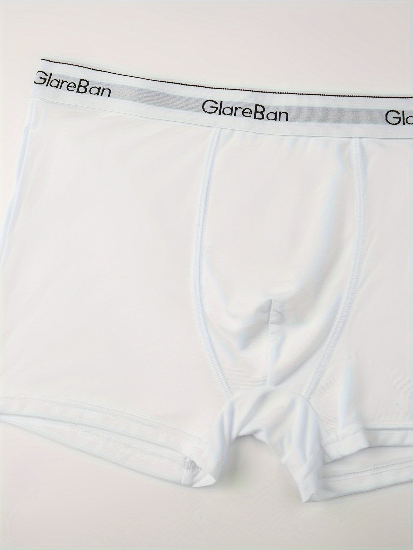 Men's White Boxer Briefs Set 3 Breathable Polyester Blend Elastic Waist Non-See-Through Comfortable Casual