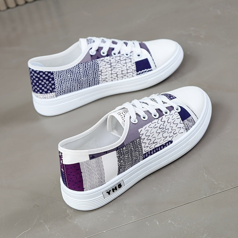 Women's Casual Sneakers Breathable Fabric White Purple Lightweight EVA Soles