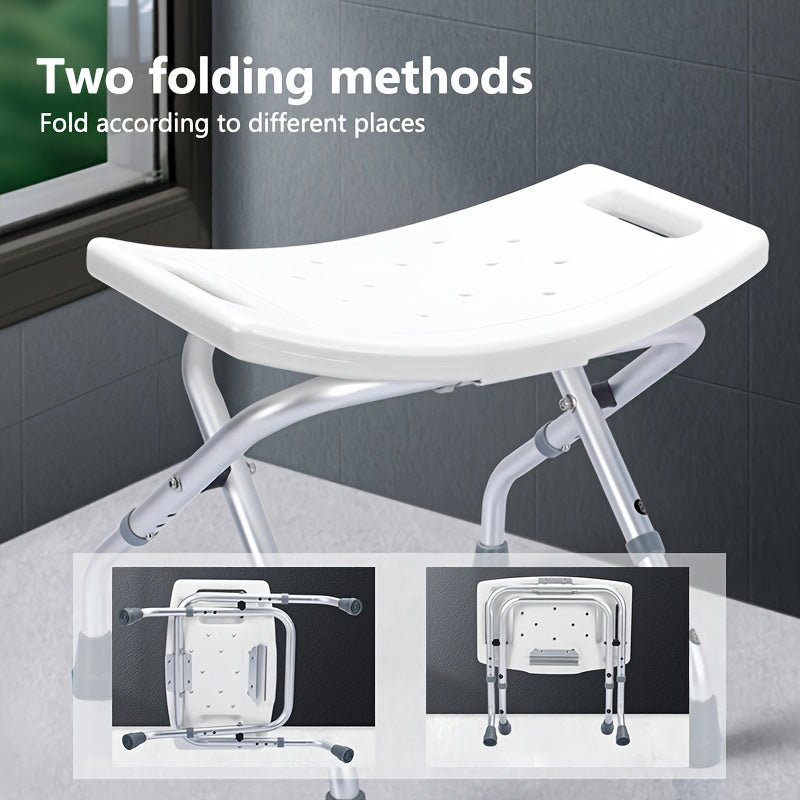 Folding Shower Chair with Adjustable Height Non-Slip Seat for Elderly and Pregnant Women