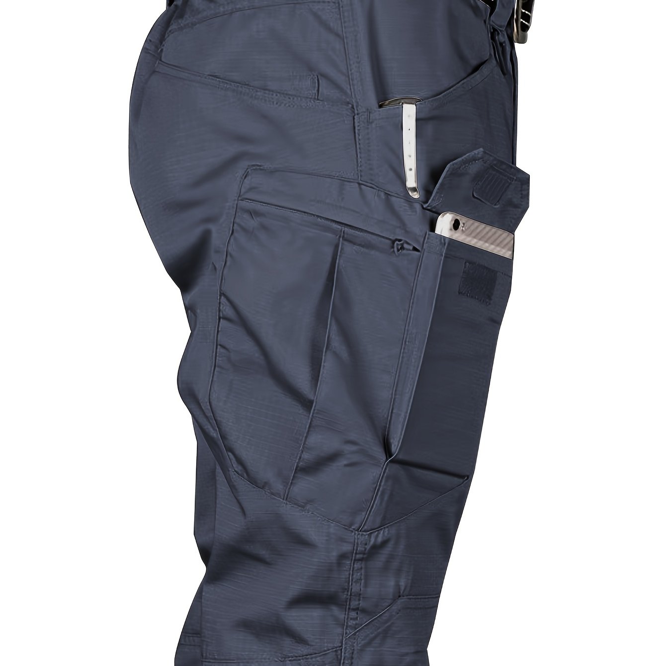 Men's Water-Resistant Polyester Tactical Work Pants with Multiple Pockets