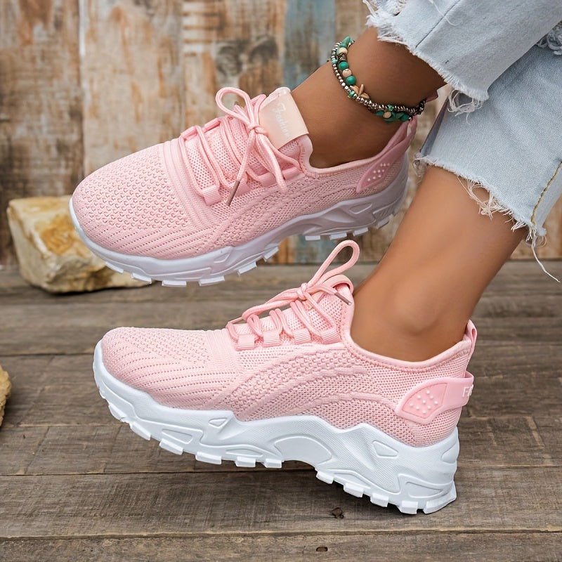 Women's Breathable Knit Sneakers Non-Slip Lightweght Casual Walking Shoes