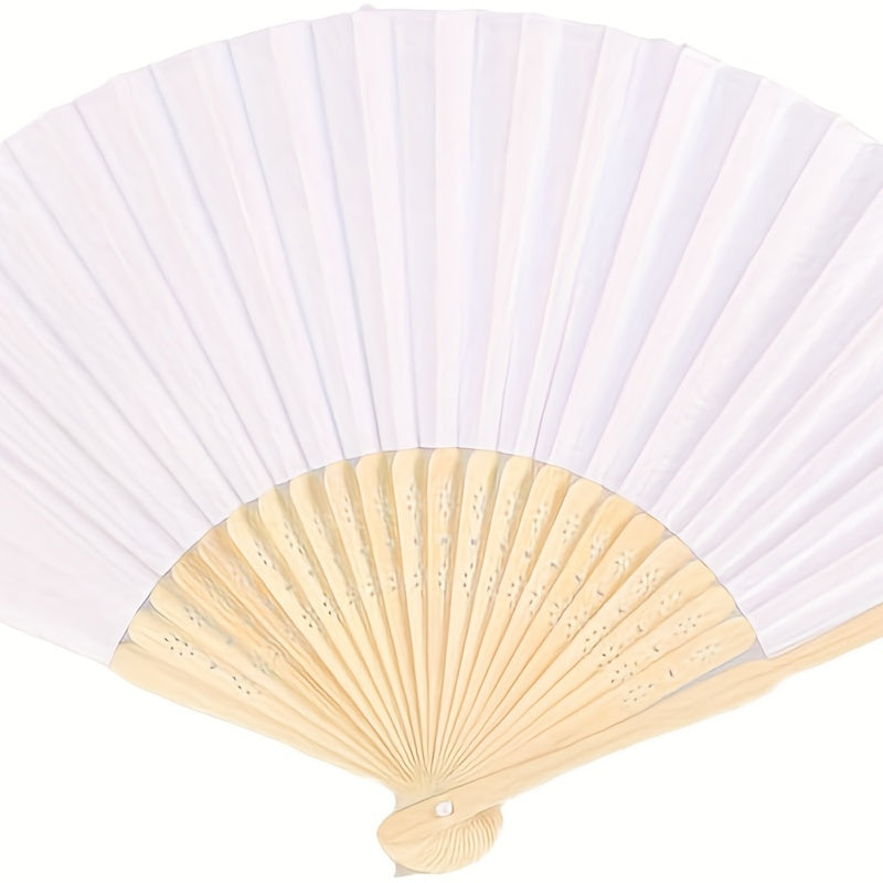 Set of 24 Handheld Paper Folding Fans with Bamboo Handles for Weddings Parties and Decor