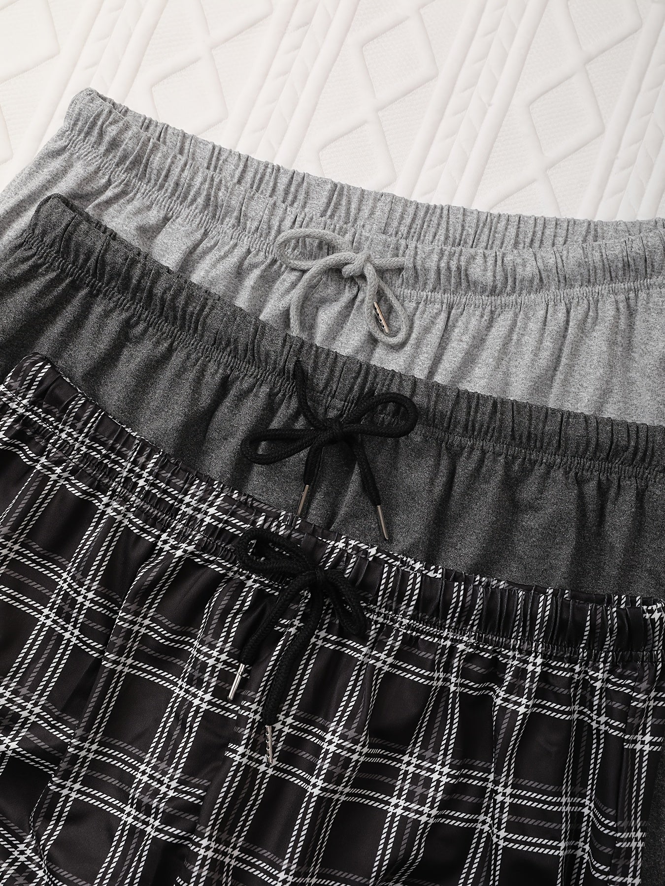 Women's Plus Size Lounge Shorts Solid and Plaid Drawstring Elastic Waist