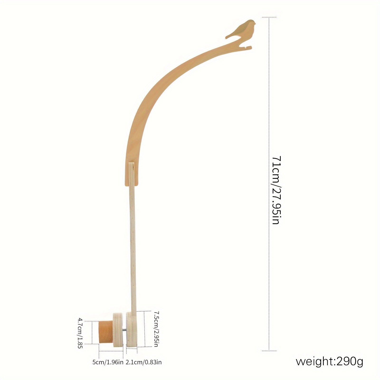 Bolalar yotoq xonasiga osilgan yog'och qush qo'ng'irog'i tutqichi, uy bezak aksessuari.