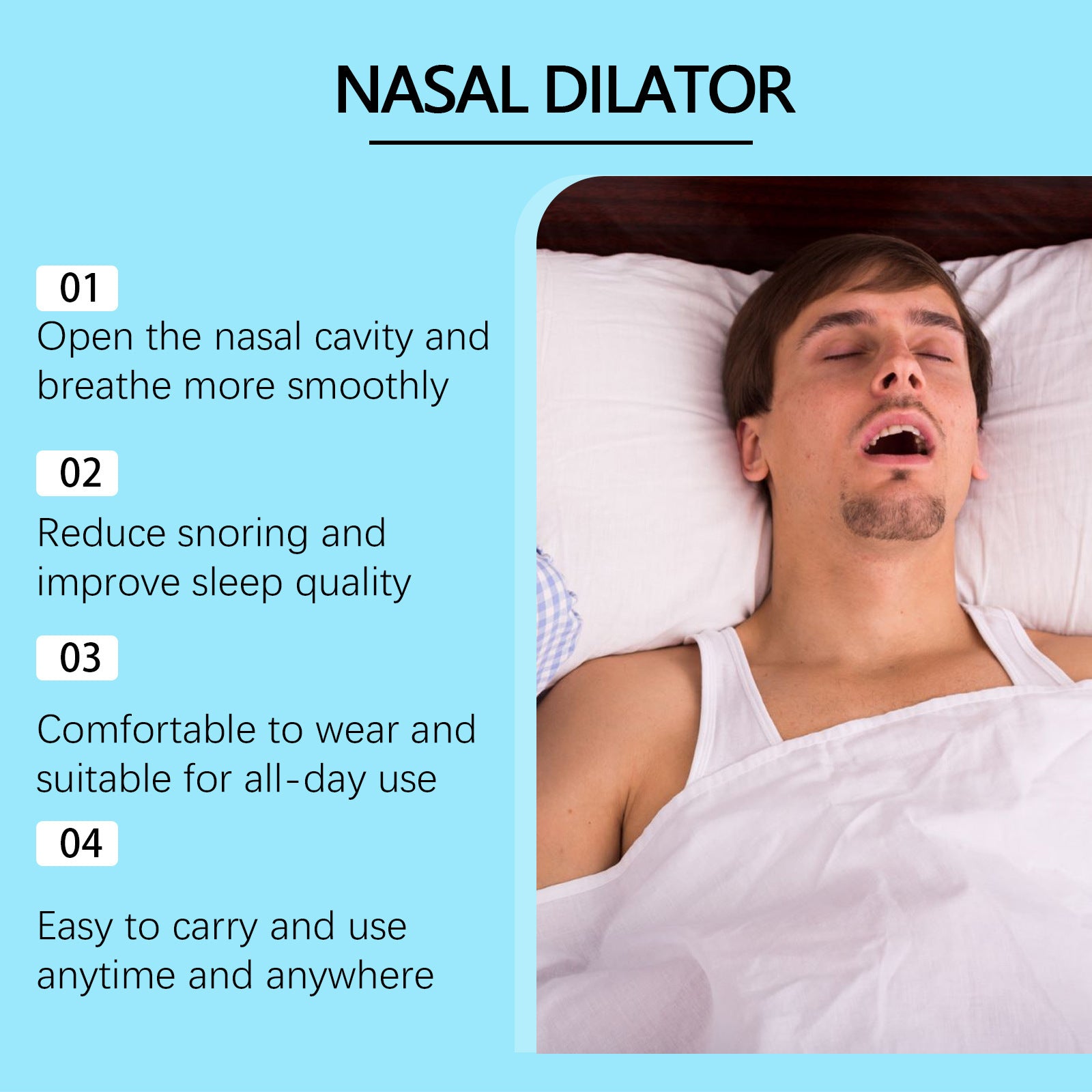 Snore Relief Kit with 30 Nose Patches, 4 Comfort Clips, Magnetic Nasal Dilator for Men and Women