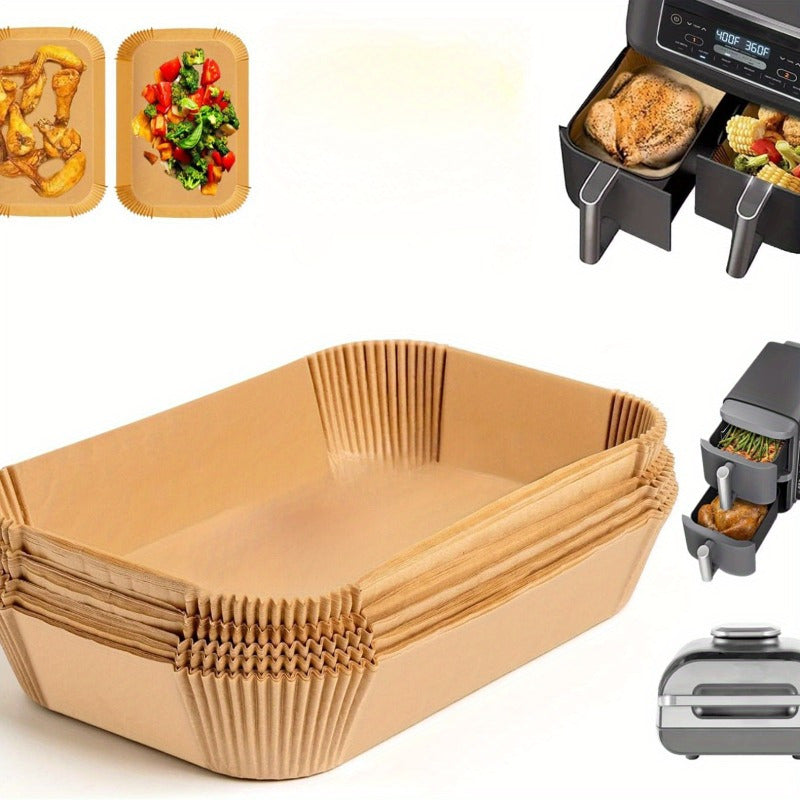 Set of 100 Rectangular Air Fryer Liners for Easy Cleaning and Food Residue Protection