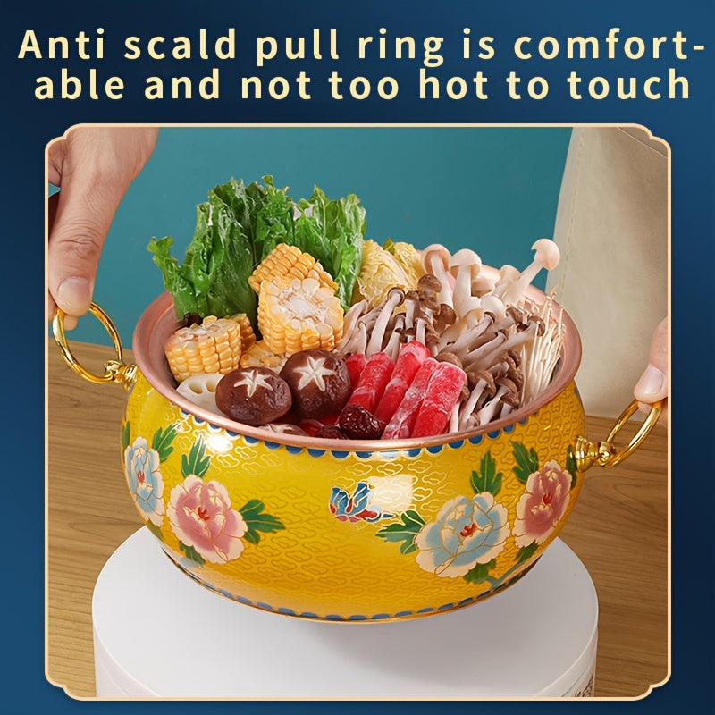 Single Serving Hot Pot Copper Enamel Cookware Induction Compatible Dishwasher Safe