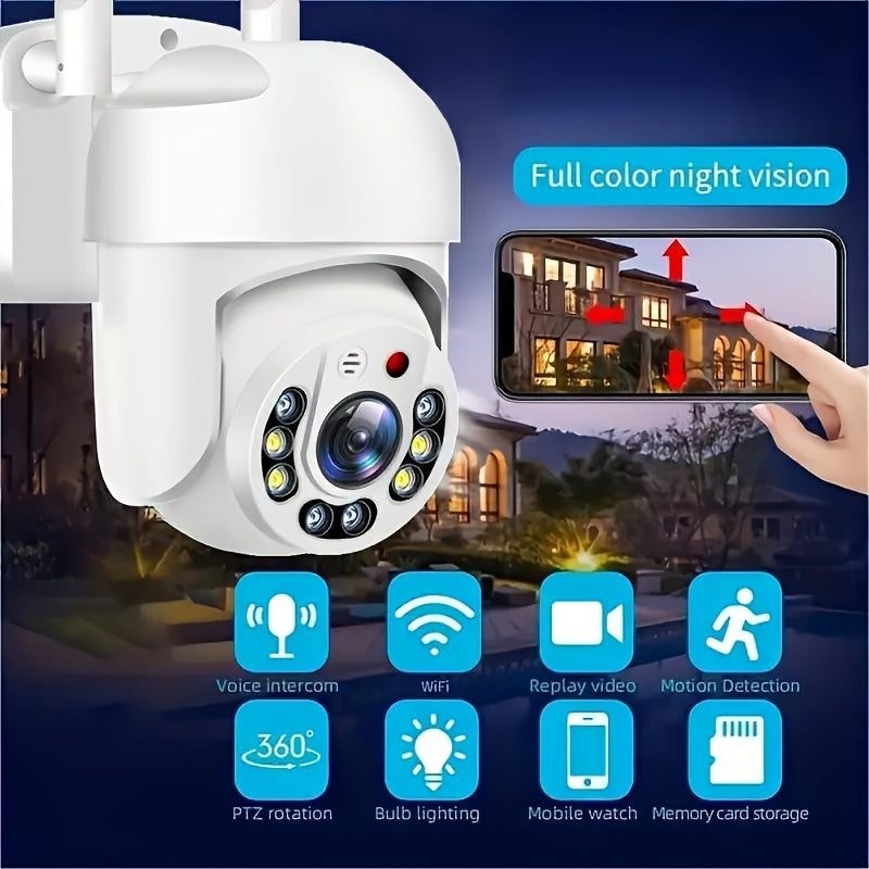 WiFi Security Camera with Full-Color Day Night Vision AI Motion Detection Two-Way Audio 360 Panoramic Home Monitoring