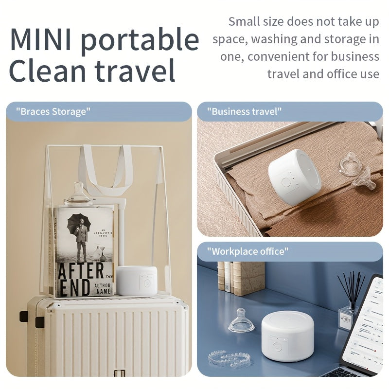 3 rejimli portativ ushlagich tozalagichi, tish apparatlari, soatlar, ko'zoynaklar va boshqalar uchun ideal. USB orqali zaryadlanadigan 500mAh batareyaga ega avtomatik tozalash mashinasi. Erkaklar, ayollar, onalar uchun mukammal sovg'a.