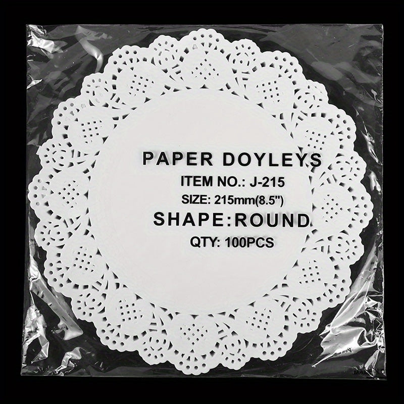 Set of 100 Round Lace Paper Doilies Oil Absorbent Placemats for Cake and Dessert Decoration
