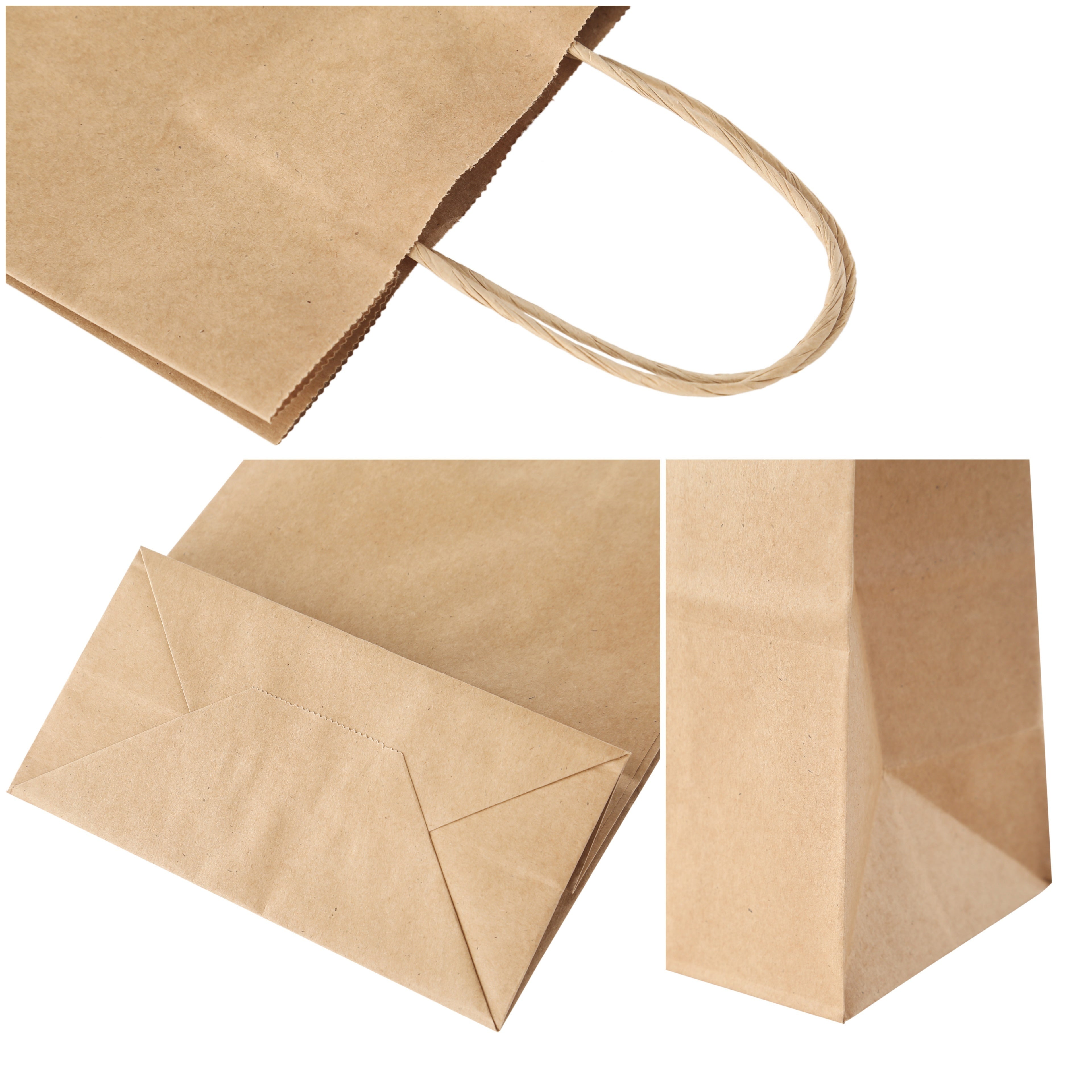 Bolsas de papel Kraft a granel para regalos en diferentes tamaños para compras minoristas y embalaje