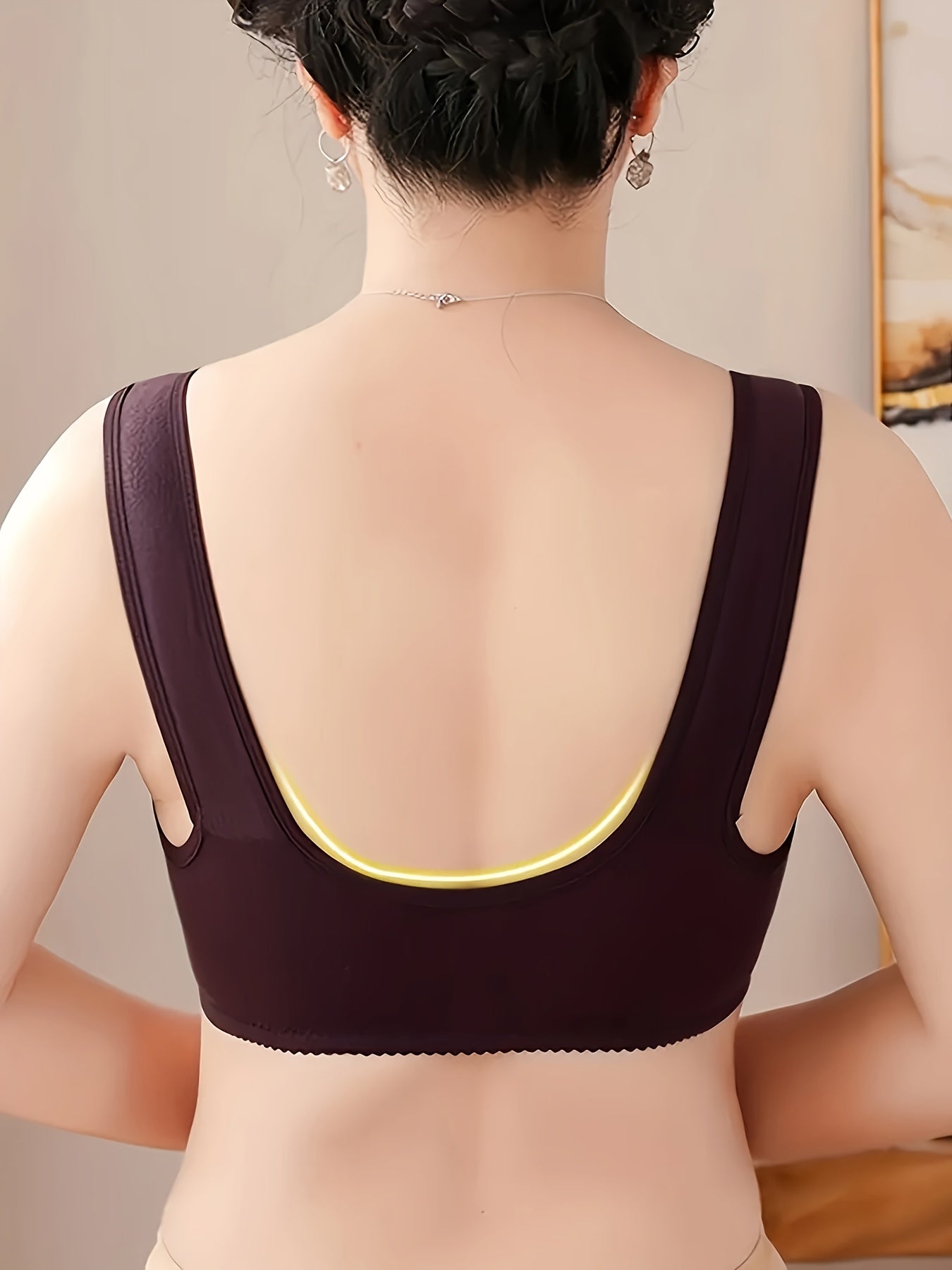 Set of 3 Floral Print Wireless Bras for Women Comfortable Breathable Front Closure