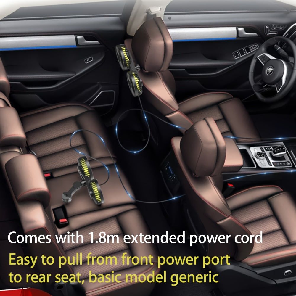 2-in-1 Portable Car Air Circulator Fan Dual-Head USB Powered Adjustable
