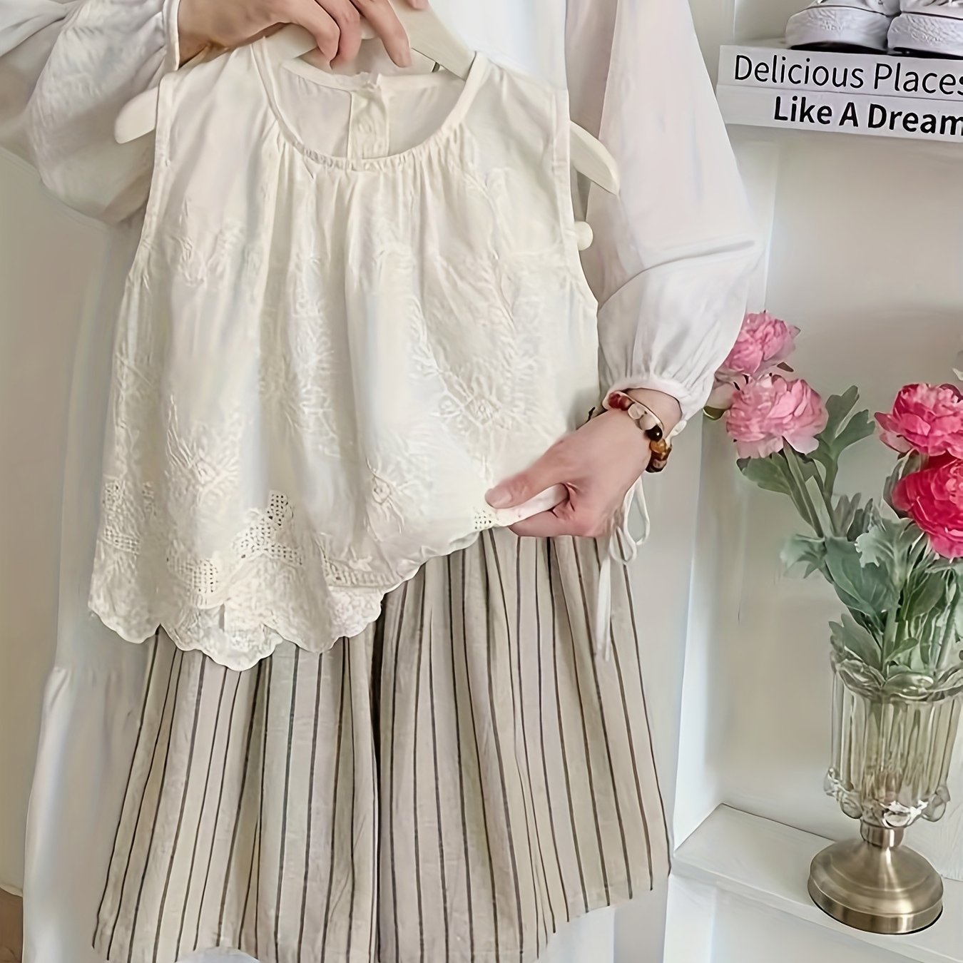 Girls Summer Outfit Cotton Striped Wide Leg Pants Sleeveless Vest Casual Style