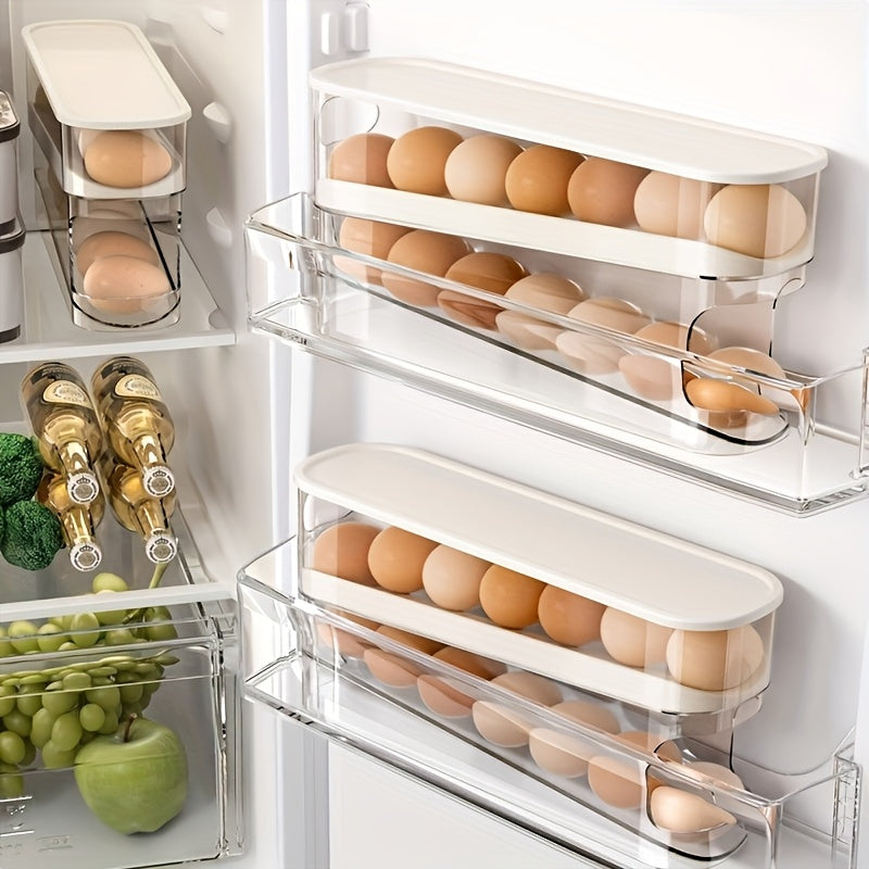 Contenedor de almacenamiento de huevos de doble capa para nevera, lavable, PP, resistente al frío