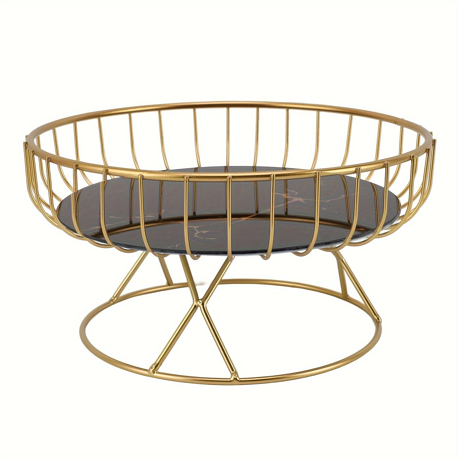 European-Style Metal Fruit Basket and Ceramic Snack Tray for Display and Decor