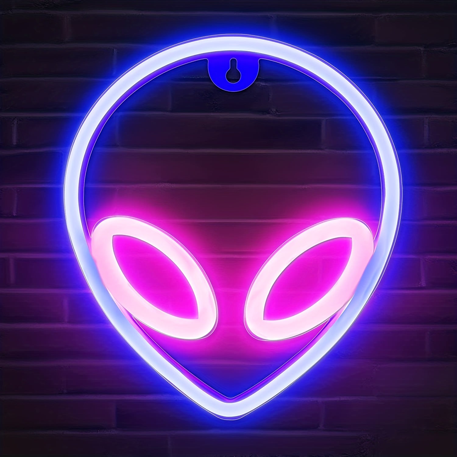 Neon Sign 22x19.5cm Blue Pink UFO LED Wall Light Battery USB Powered for Bedroom Game Room Decor